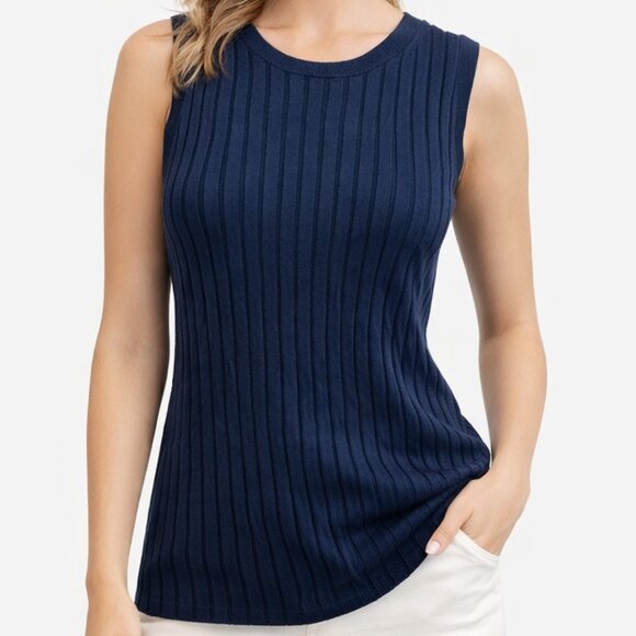 Banana Republic Tops - Banana Republic Dark Blue Ribbed Sleeveless Top – Size Medium